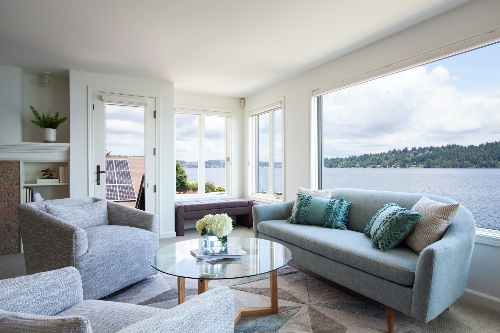 Interior of a Seattle home facing lake Washington